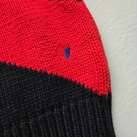 Clare V Drop Shoulder Poppy Red Black Stripe Sweater Cotton Cashmere Womens XL - Picture 8 of 13